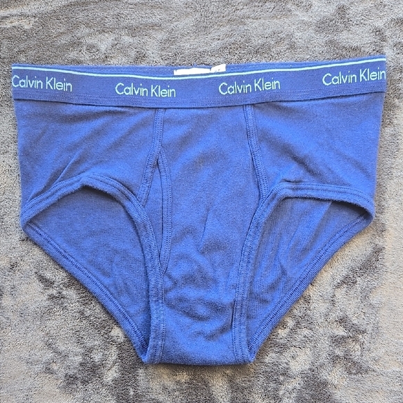 Calvin Klein Blue Briefs with Elastic Waistband - Picture 1 of 3